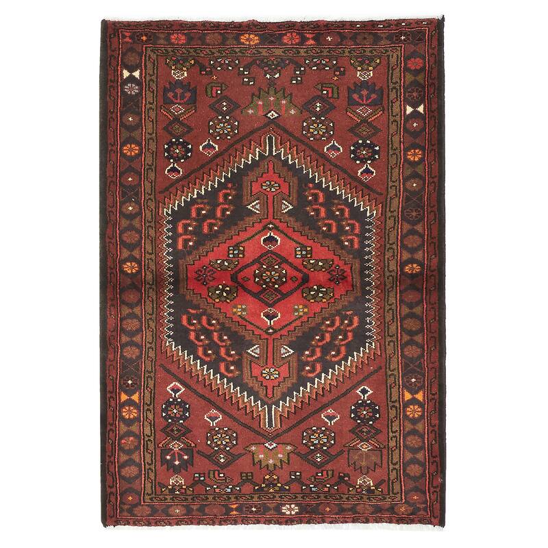 ECARPETGALLERY Hand-knotted Andelz Dark Red Wool Rug - 3'4 x 4'11