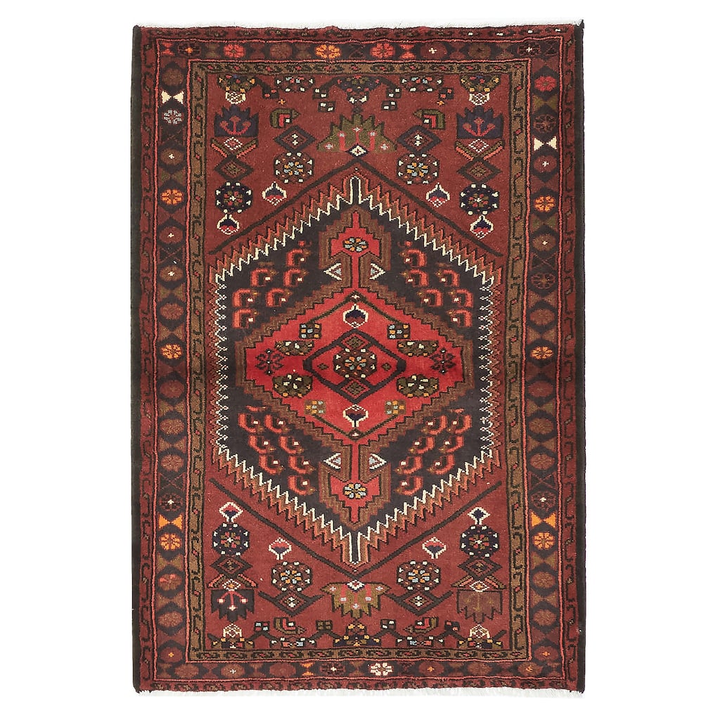 ECARPETGALLERY Hand-knotted Andelz Dark Red Wool Rug - 3'4 x 4'11