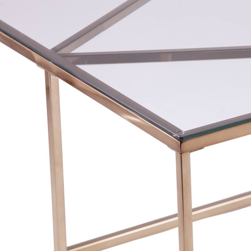 HomeRoots 42" Clear and Champagne Glass and Metal Coffee Table - 18" H x 42" W x 24" D