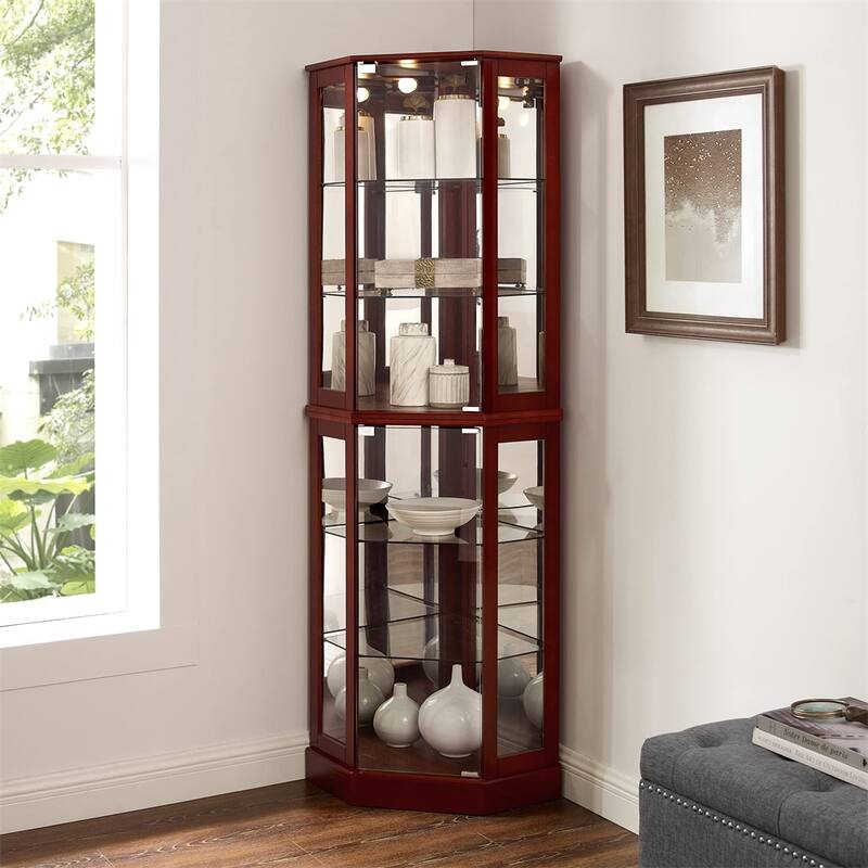 6 Shelf Lighted Display Cabinet with Adjustable Shelves (No E26 Bulb)
