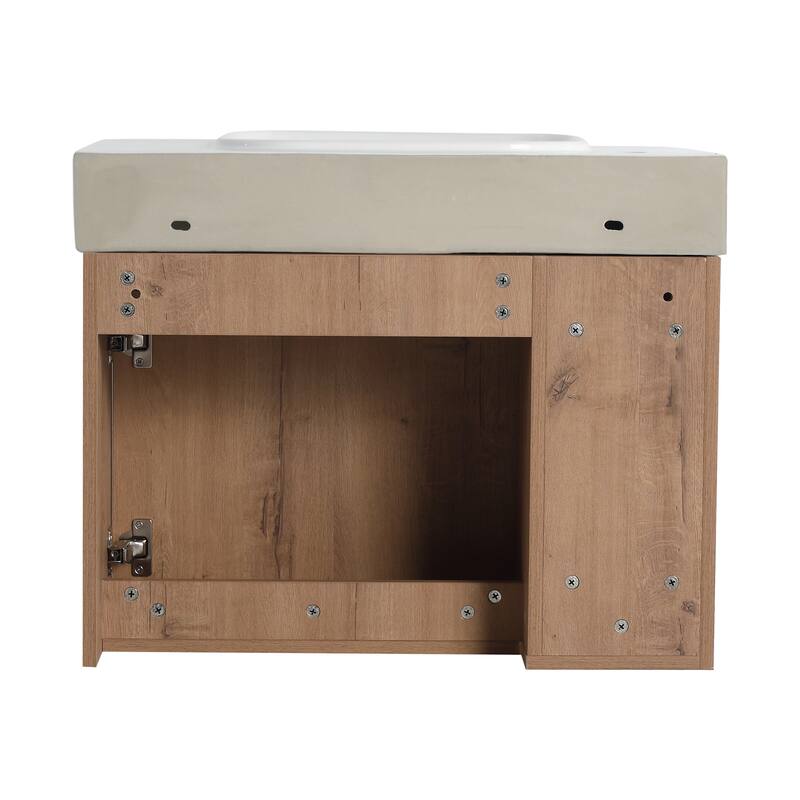 26'' Wall-Mounted Bathroom Vanity with White Ceramic Sink & Soft-Close Door