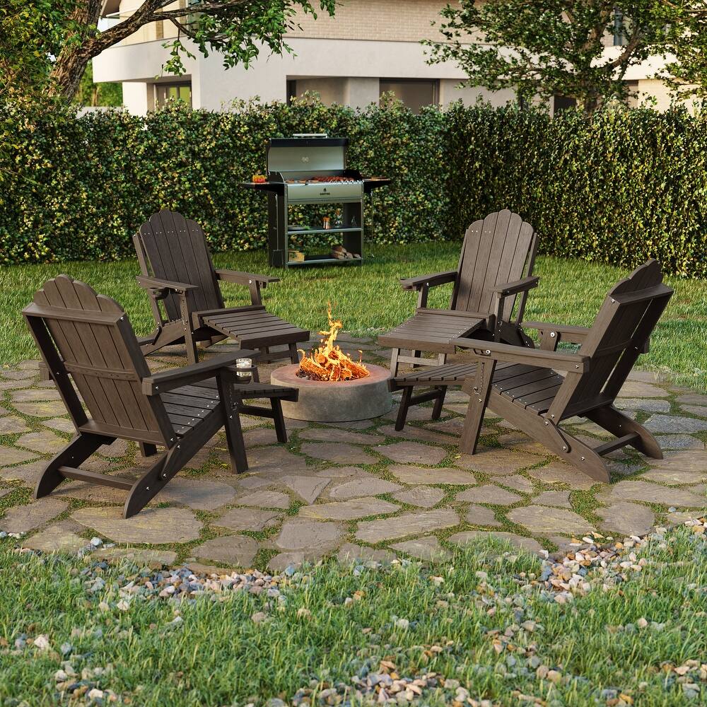 Folding HDPE Adirondack Chair with 3-Position Adjustable & Ottoman