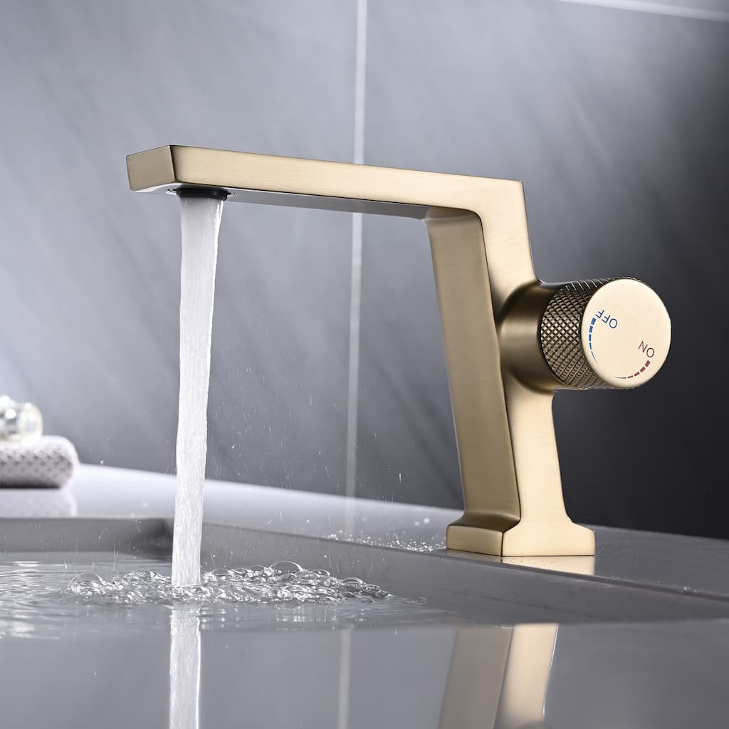 Single Handle Bathroom Sink Faucet Brass Single Hole Modern Bathroom Vanity Basin Taps Brushed Gold