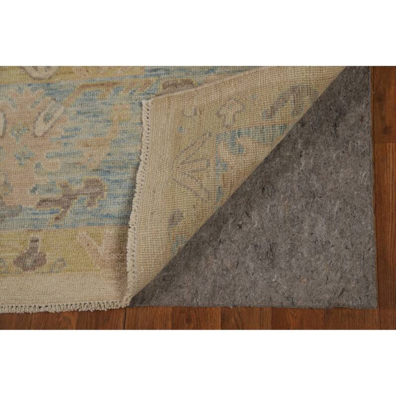 Beige Vegetable Dye Oushak Turkish Area Rug Hand-Knotted Wool Carpet - 7'10"x 9'10"