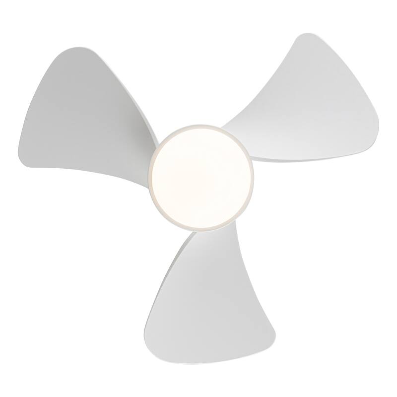 31" Modern White Dimmable LED Hugger Ceiling Fan with Light and Remote