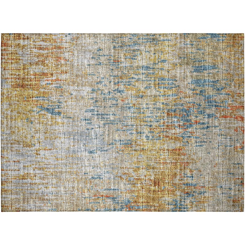 Indoor/ Outdoor Accord Modern Brushstrokes Polyester Washable Rug New