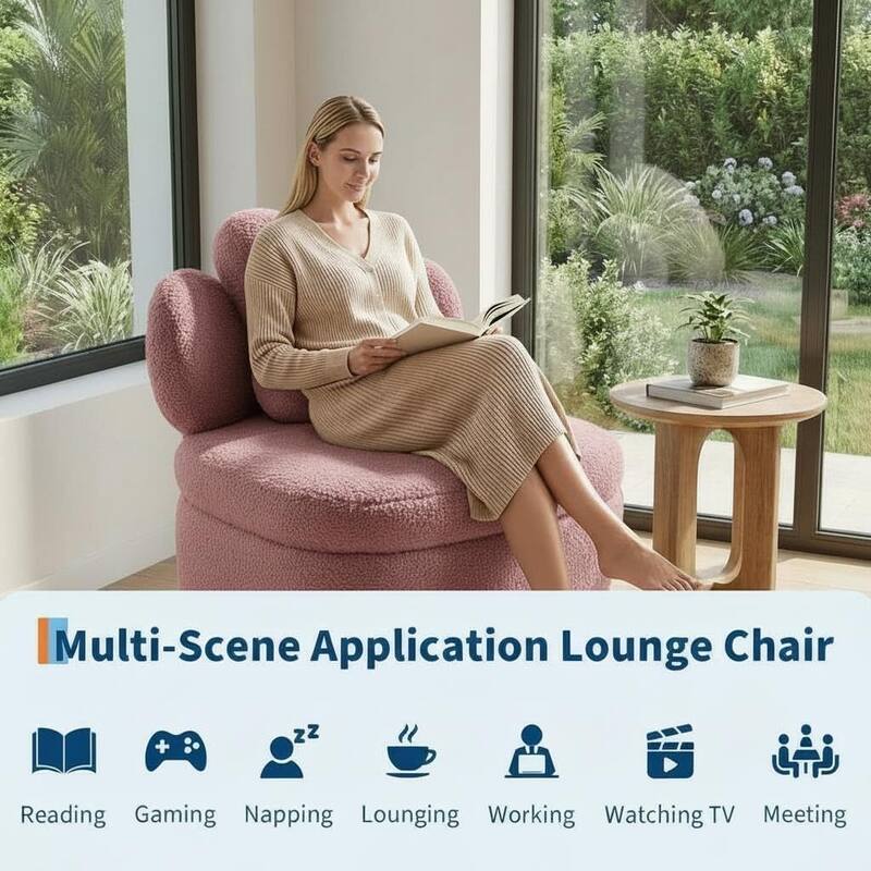 Modern Soft Toy Bear Accent Chair, Soft Boucle Upholstered Lounge Armchair