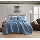 preview thumbnail 1 of 11, Bearpaw Camilia Diamond Corduroy Sherpa Quilt Set Blue - Full - Queen