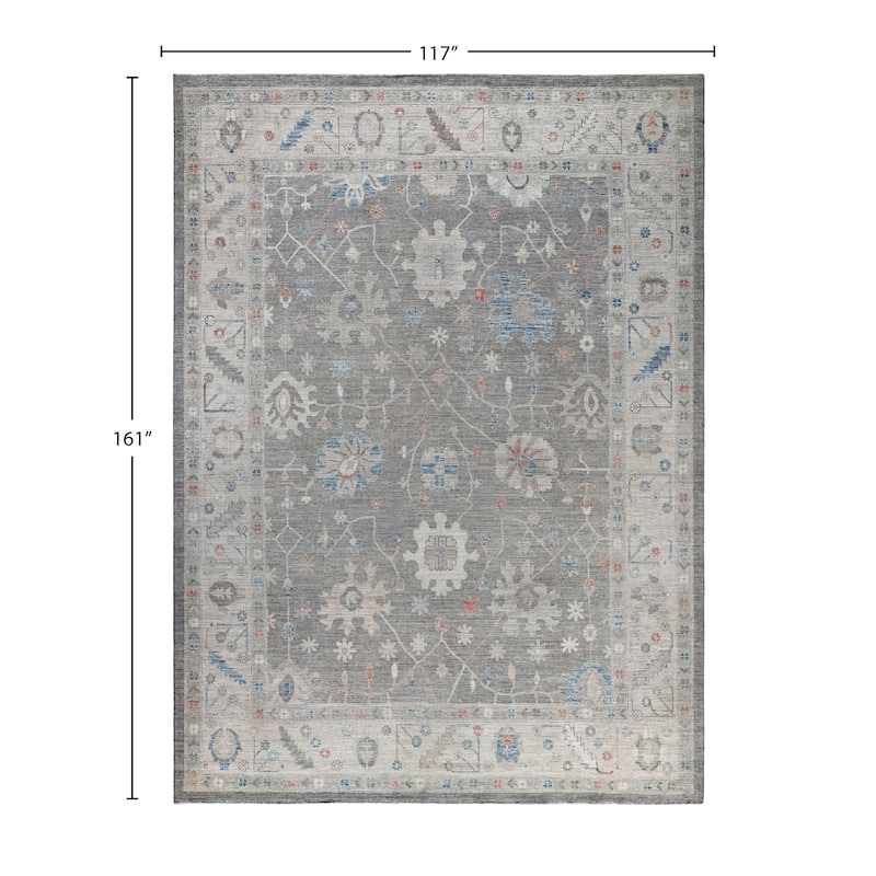 Oushak One-of-a-Kind Hand-Knotted Area Rug - Gray - 9' 9" x 13' 5"