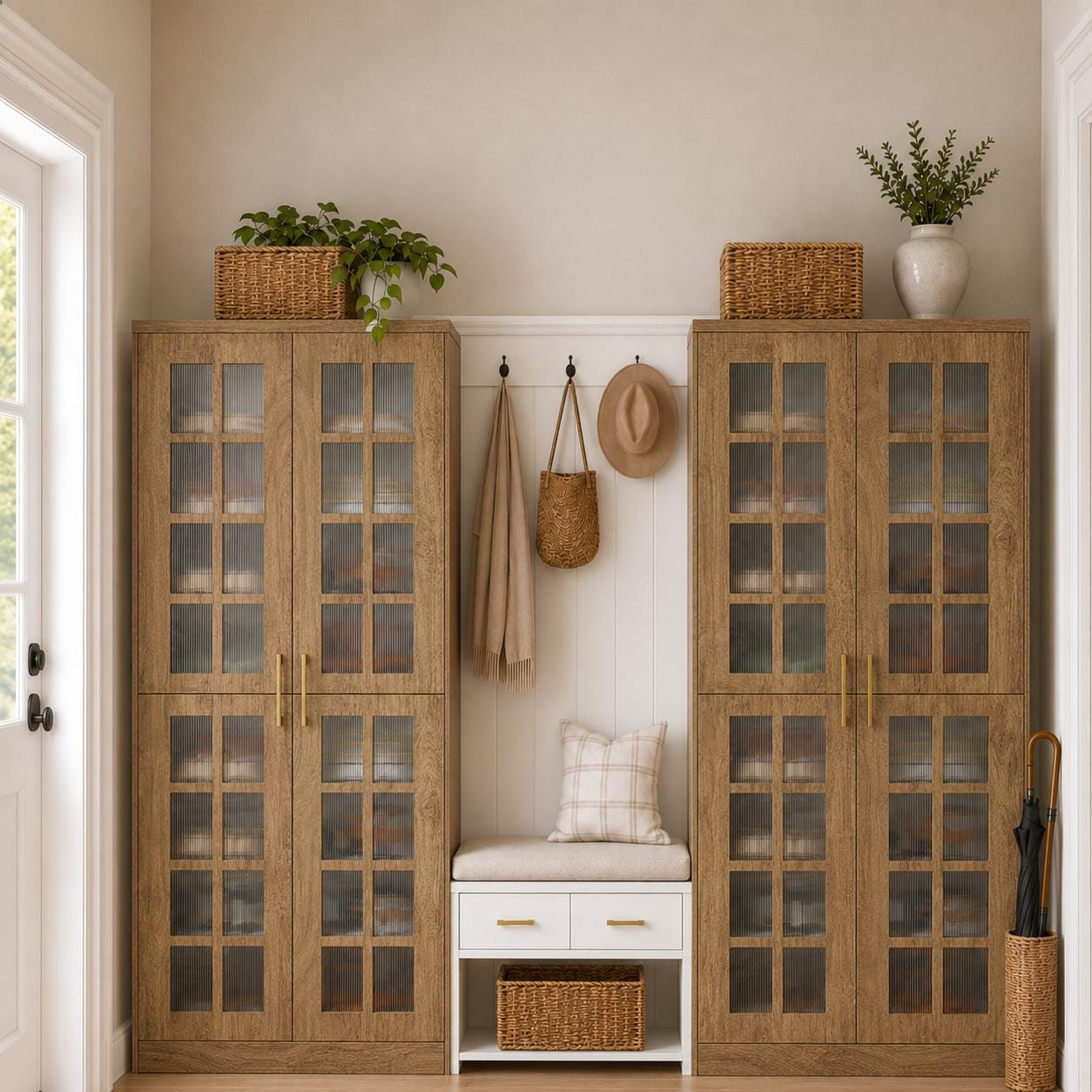 70.9 Inch Tall Shoe Cabinet with Doors and Adjustable Shelves