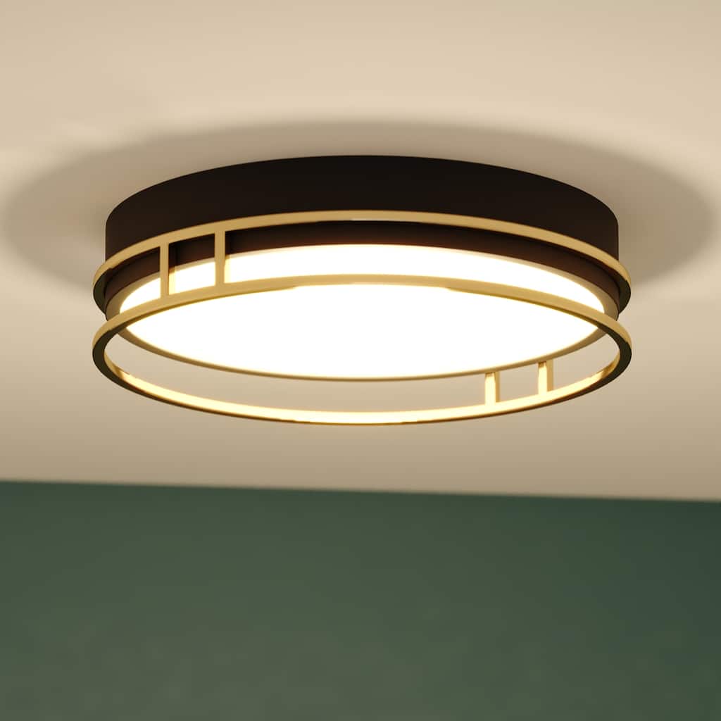 Northgate 16-in W Integrated LED Matte Black and Satin Gold Contemporary Flush Mount Ceiling Light Fixture