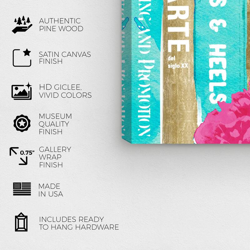 Wynwood Studio Canvas Fashion and Glam My Lovely Bookshelf Blue and Tiffany Blue Glam Wall Art Canvas Print