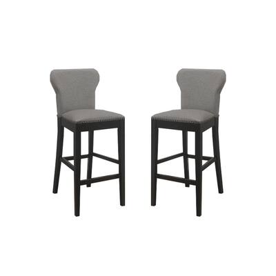Set of 2 Wooden Bar Stool in Grey and Black
