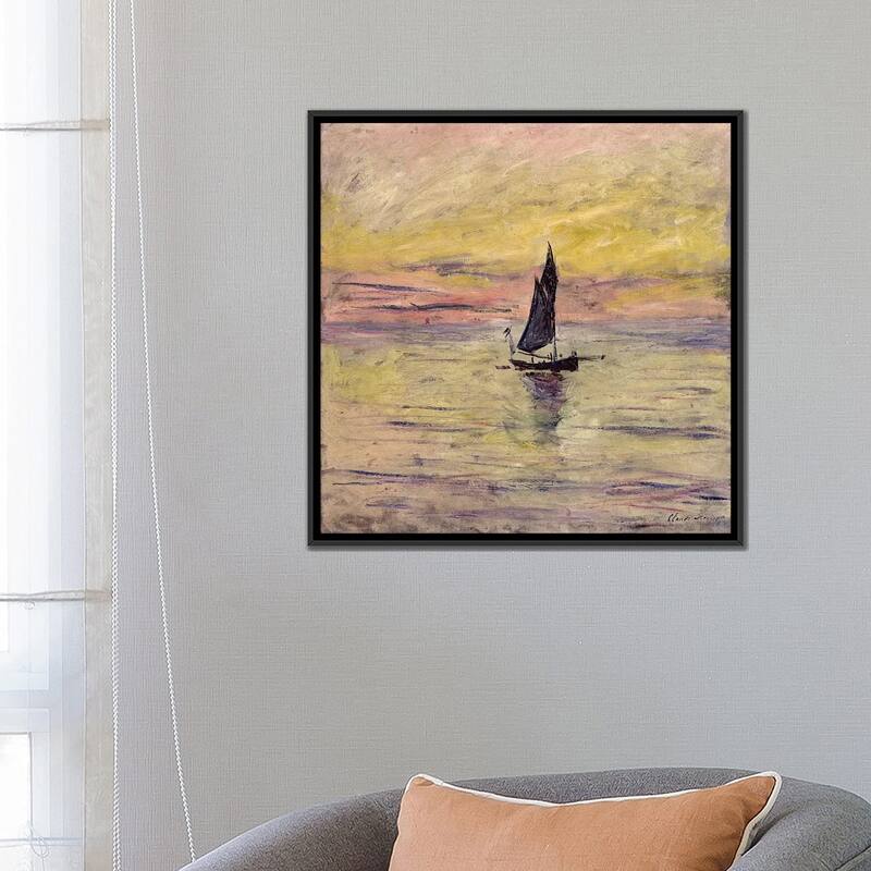 iCanvas "The Sailing Boat, Evening Effect, 1885 " by Claude Monet Framed Canvas Print