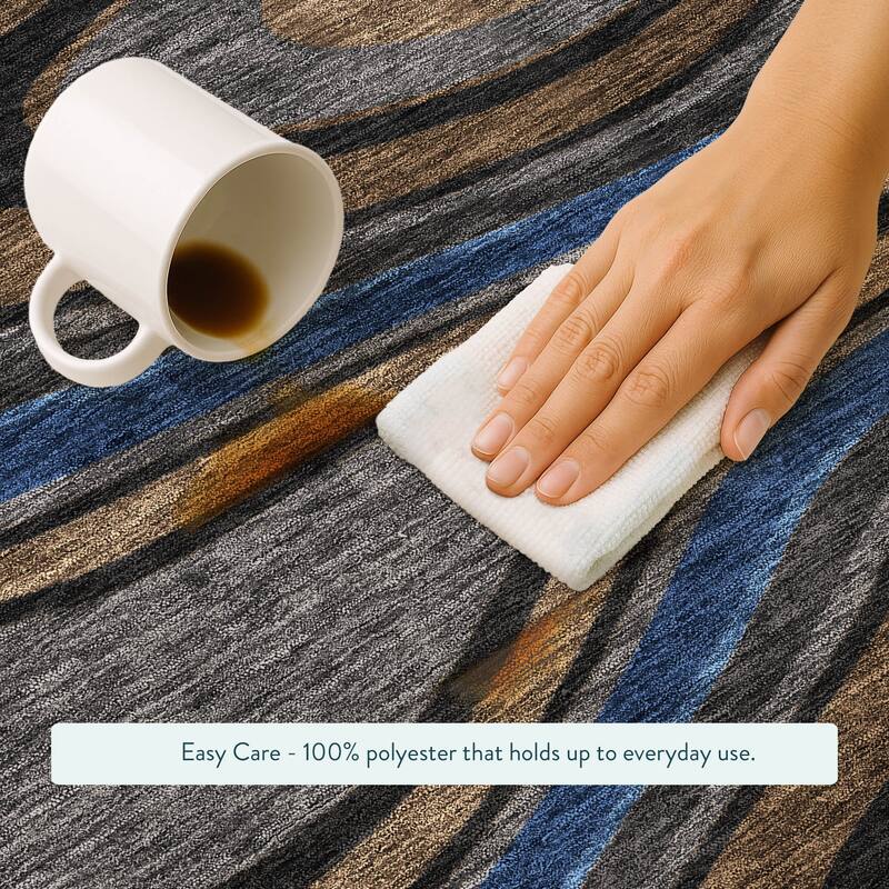 Machine Washable Indoor/ Outdoor Abstract Busey Chantille Rug