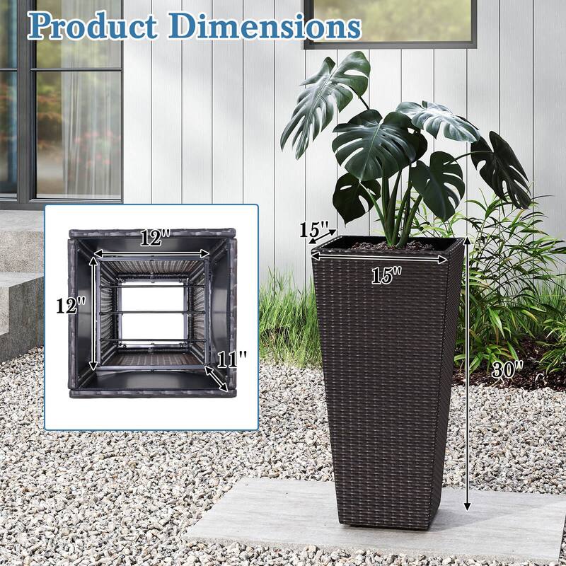 Costway 30” Tall Flower Pot Set of 2 Planter Pots with Open-ended Base - See Details