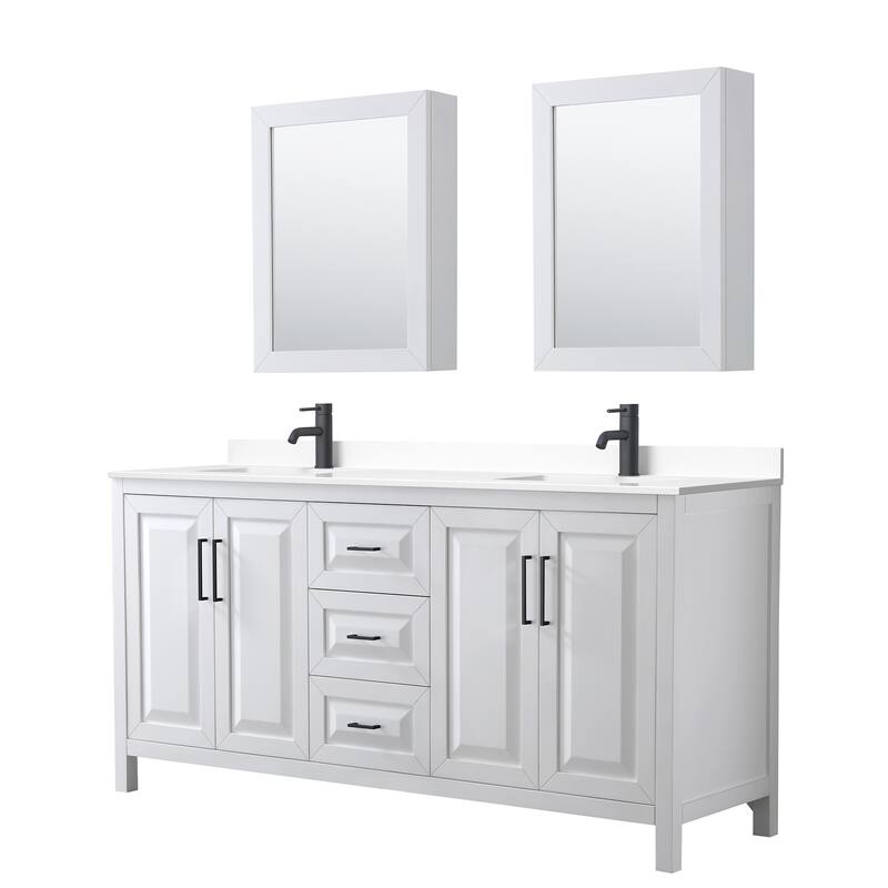 Daria 72 Inch Double Vanity, Cultured Marble Top, Medicine Cabinets