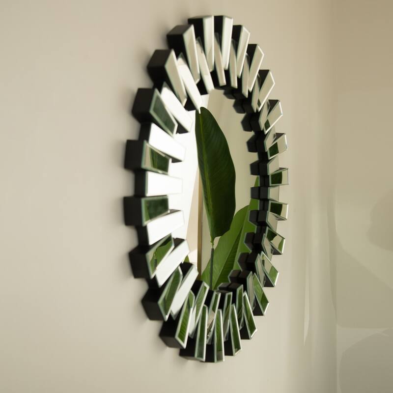 Kaltis Modern Irregular Circle PU Decorative Mirror - Wall-Mounted, Bathroom, Bedroom - Silver
