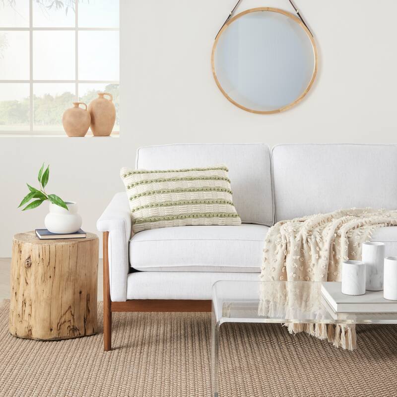 Mina Victory Life Styles Woven Lines And Dots Textured Throw Pillow - Sage