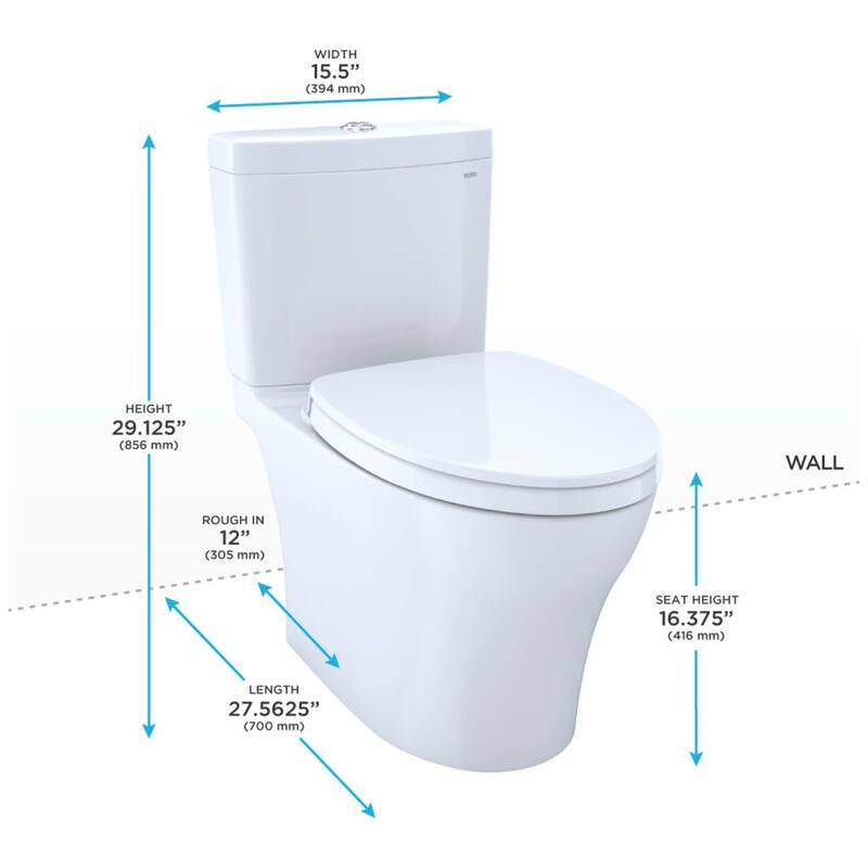 Toto MS446124CEMGN#01 Aquia IV 0.9 / 1.28 GPF Dual Flush Two Piece Elongated Toilet with Push Button Flush Seat Included