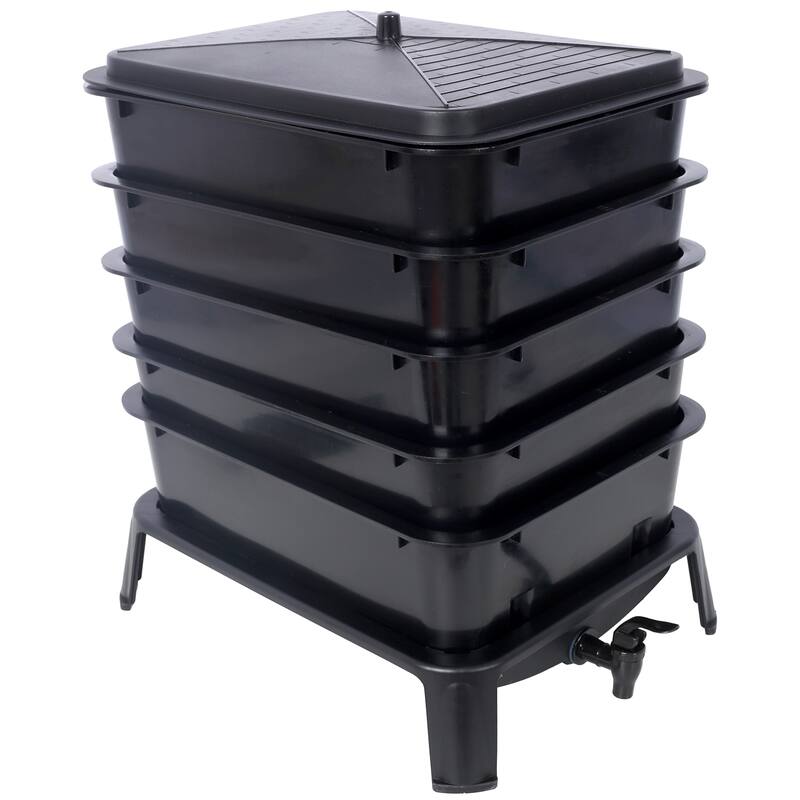 5-Tier 50L Worm Farm Kit, Vermicomposting Starter for Food Waste