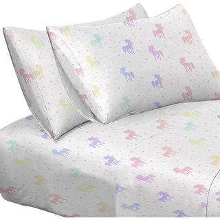 Rainbow & Stars Unicorn Sheet Set | 100% Softly Brushed Microfiber Polyester | Kids, Multicolored