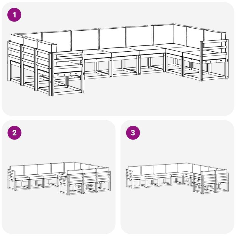 vidaXL Outdoor Sofa Set with Cushion 10 pcs Natural and Anthracite