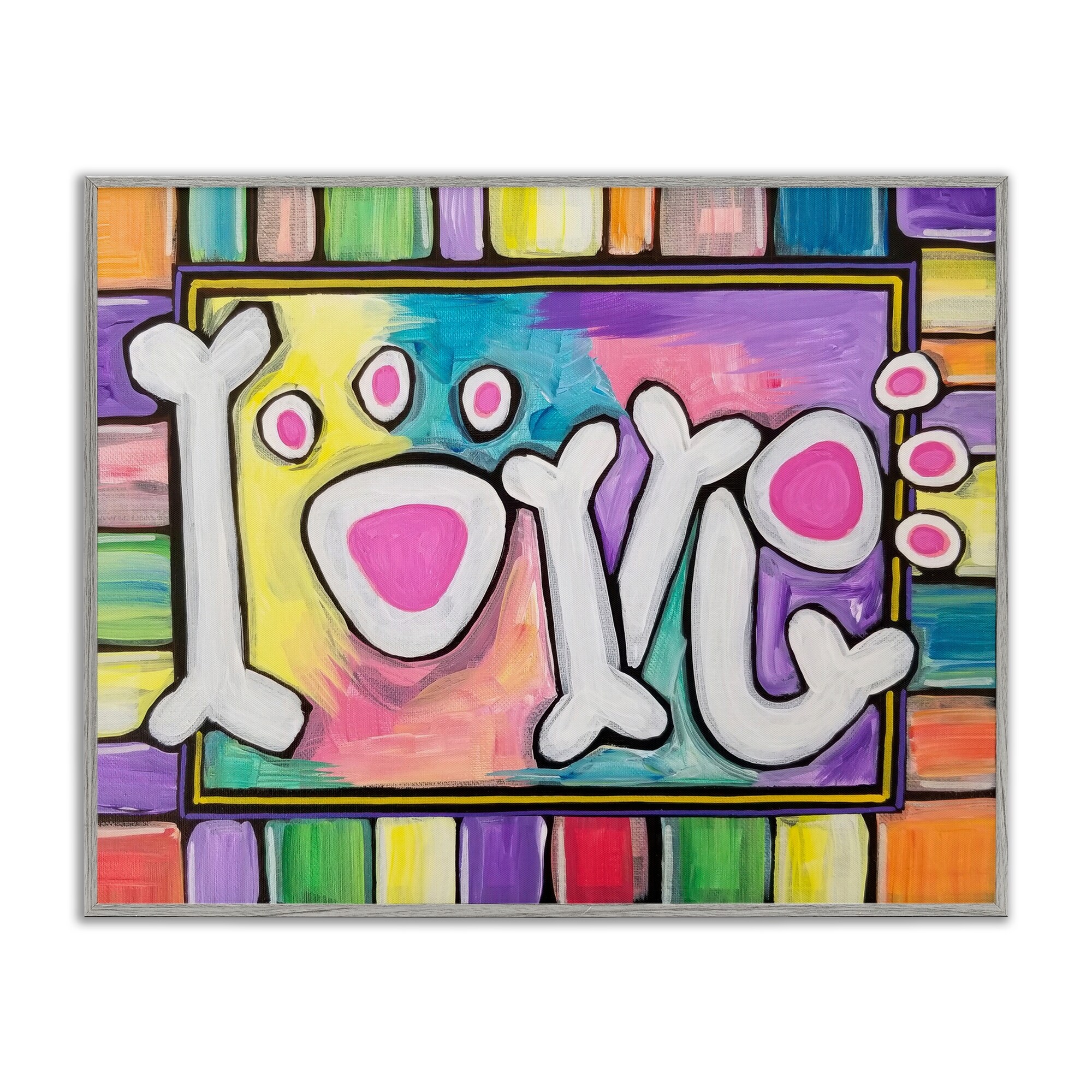 Stupell Love with Vivid Pattern Framed Giclee Art Design By Nettie Price