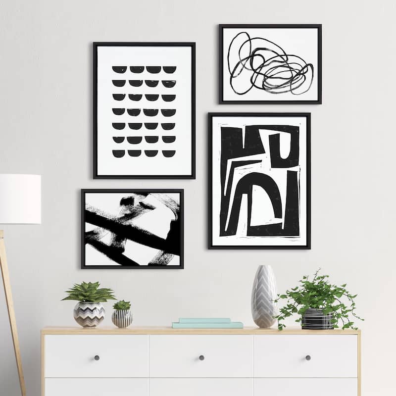 Kate and Laurel Sylvie Modern Abstract Framed Canvas Set