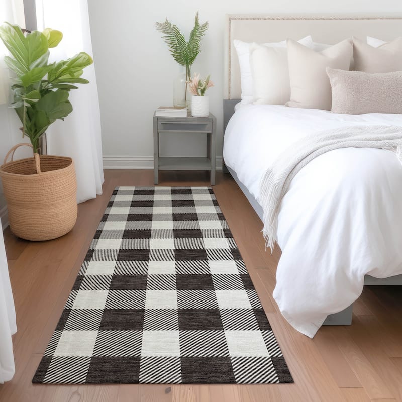 Premium Washable Super Soft Plaid Mayfield Rug - Black - 2'3" x 7'6"