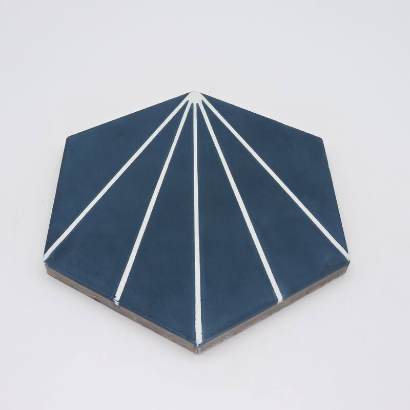 Handmade Menara in Navy and White Tile, Pack of 12 (Morocco)