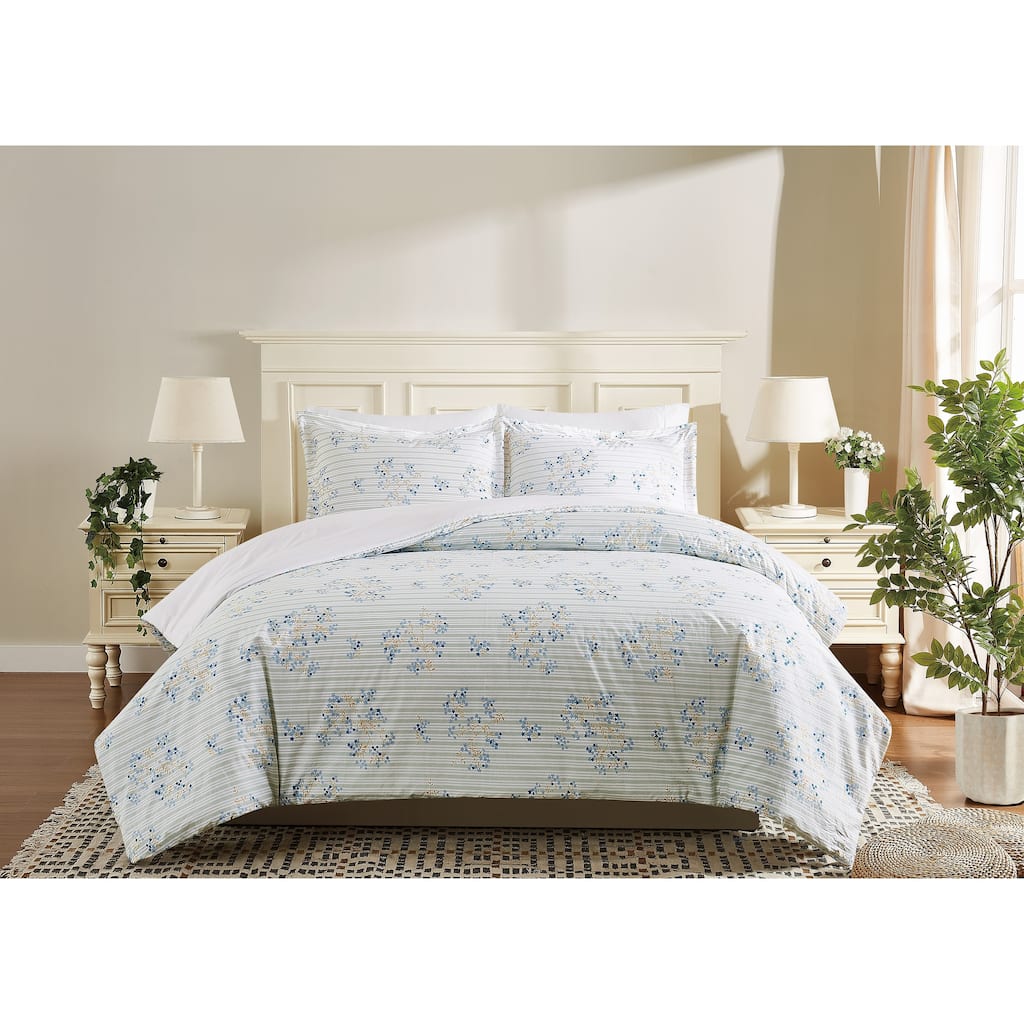 Cottage Classics Emma Floral Blue Duvet Cover Set