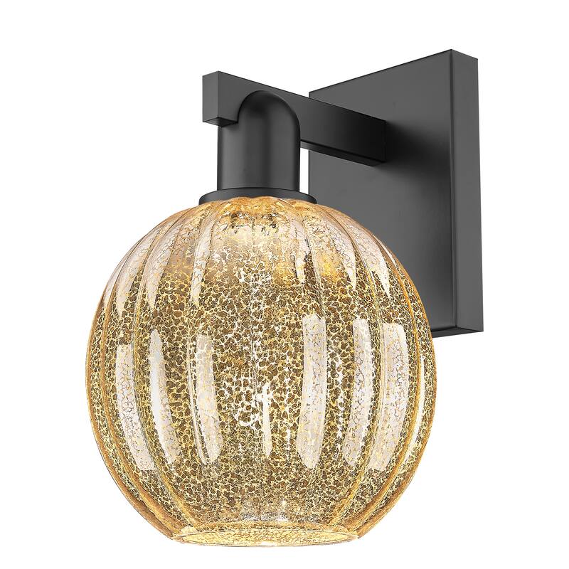 Innovations Lighting Downtown Urban - Preston - 1 Light 7" Globe Shade Wall-mounted Sconce - Mercury/Matte Black