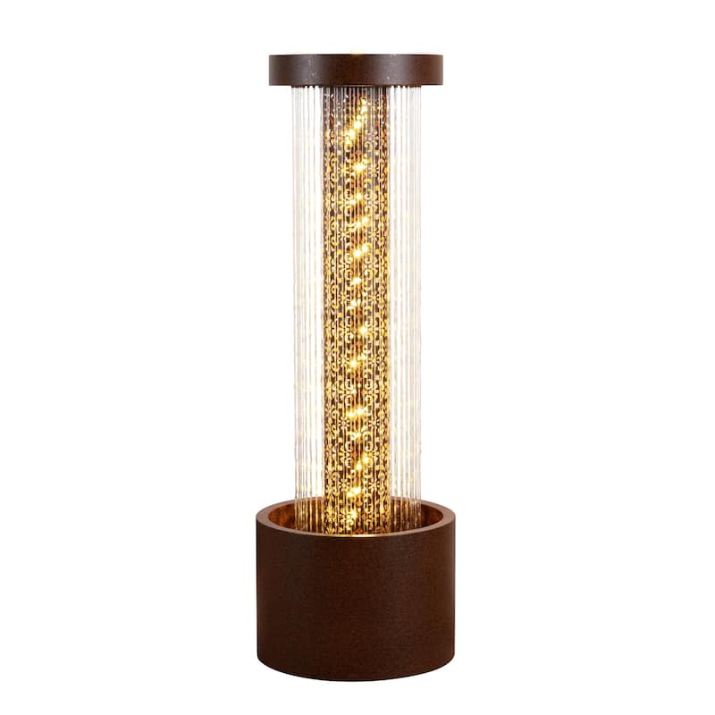 LED Lighted Cascading Rain Outdoor Garden Water Fountain - 41.25"