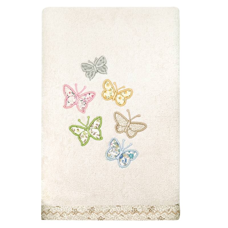 Authentic Hotel and Spa 100% Turkish Cotton Mariposa 3PC Embellished Towel Set