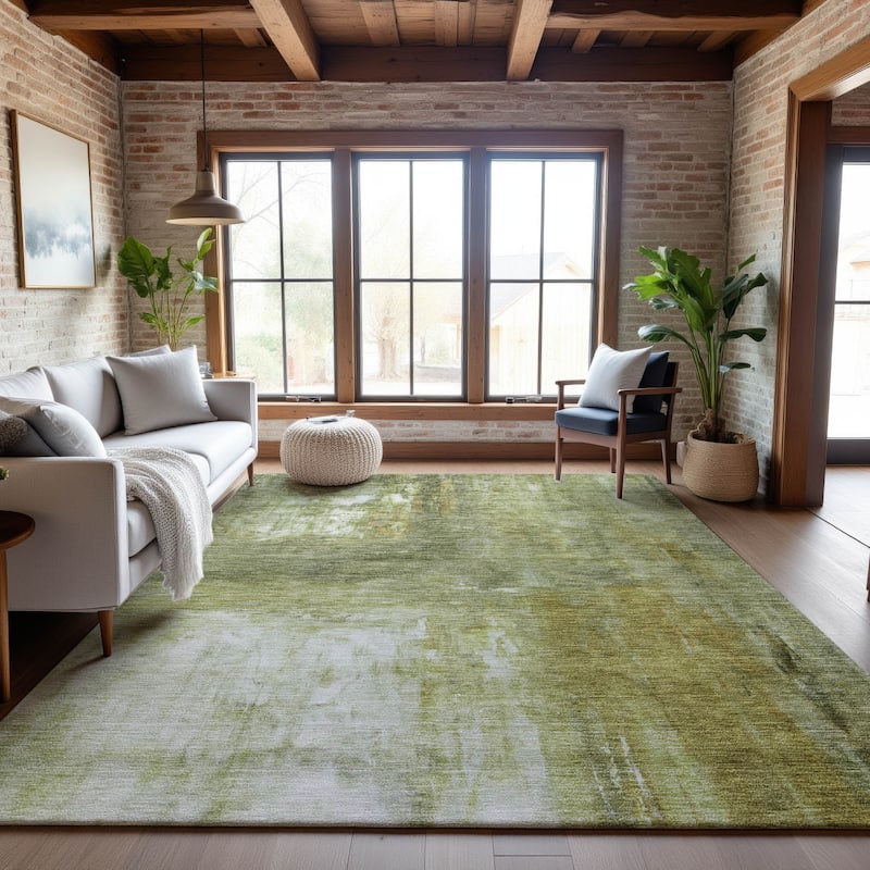 Premium Washable Super Soft Modern Watercolor Mayfield Rug - Sage - 8' x 10'
