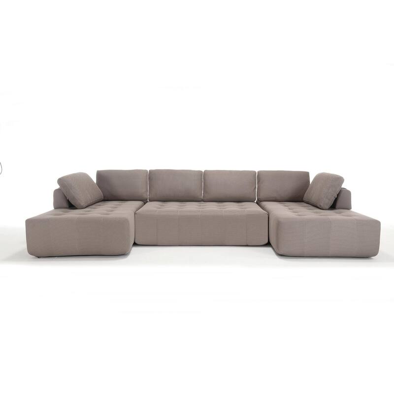 U-Shaped 6-Seat Sofa with Breathable Mesh Fabric, for Living Room and Apartment