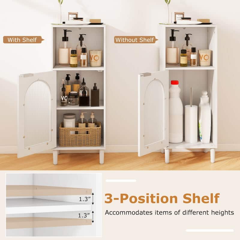 Costway Bathroom Floor Cabinet Wood Side Storage Organizer with - See Details