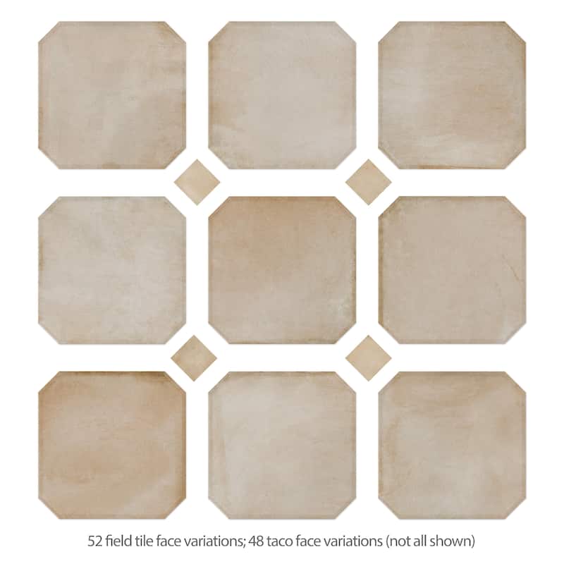 Merola Tile Laverton Octagon Arena with Taco Beige 7-7/8" x 7-7/8" Porcelain Floor and Wall Tile
