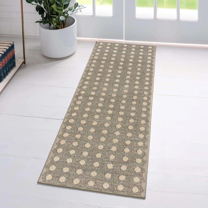 Luxe Weavers Modern Geometric Dots Area Rug, Indoor Carpet - 2' x 8' - Taupe