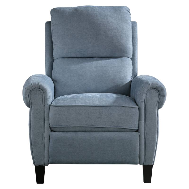 Chenille Upholstered Push Back Recliner with Solid Footrest