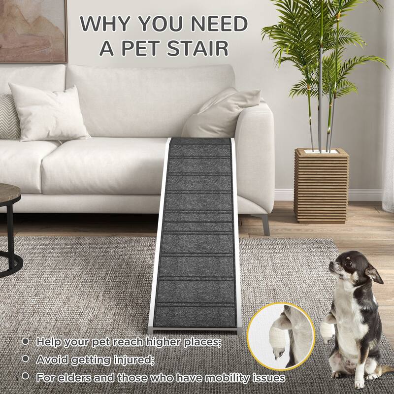 Dog Ramp for Bed, Pet Ramp for Dogs with Non-Slip Carpet and Top Platform, Furniture-Grade with High-Traction Carpet Surface