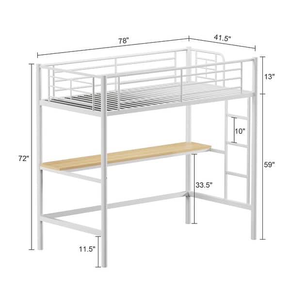 dimension image slide 0 of 2, Javlergo Twin Bunk Bed with Desk, Twin loft Bed with Stairs and Full Length guardrail, Space Saving