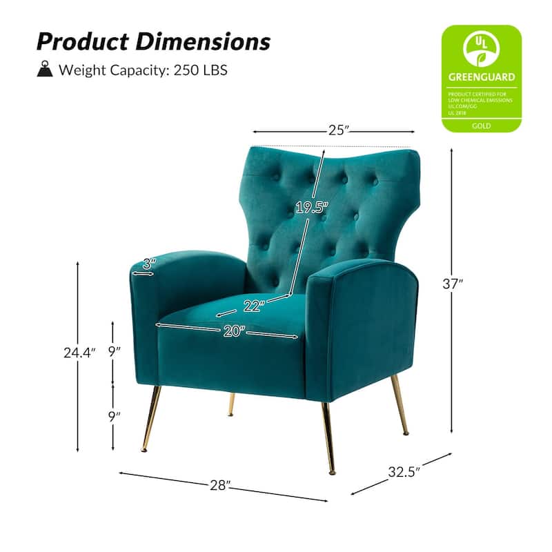 Abadiana Accent Tufted Chair with Metal Base by HULALA HOME