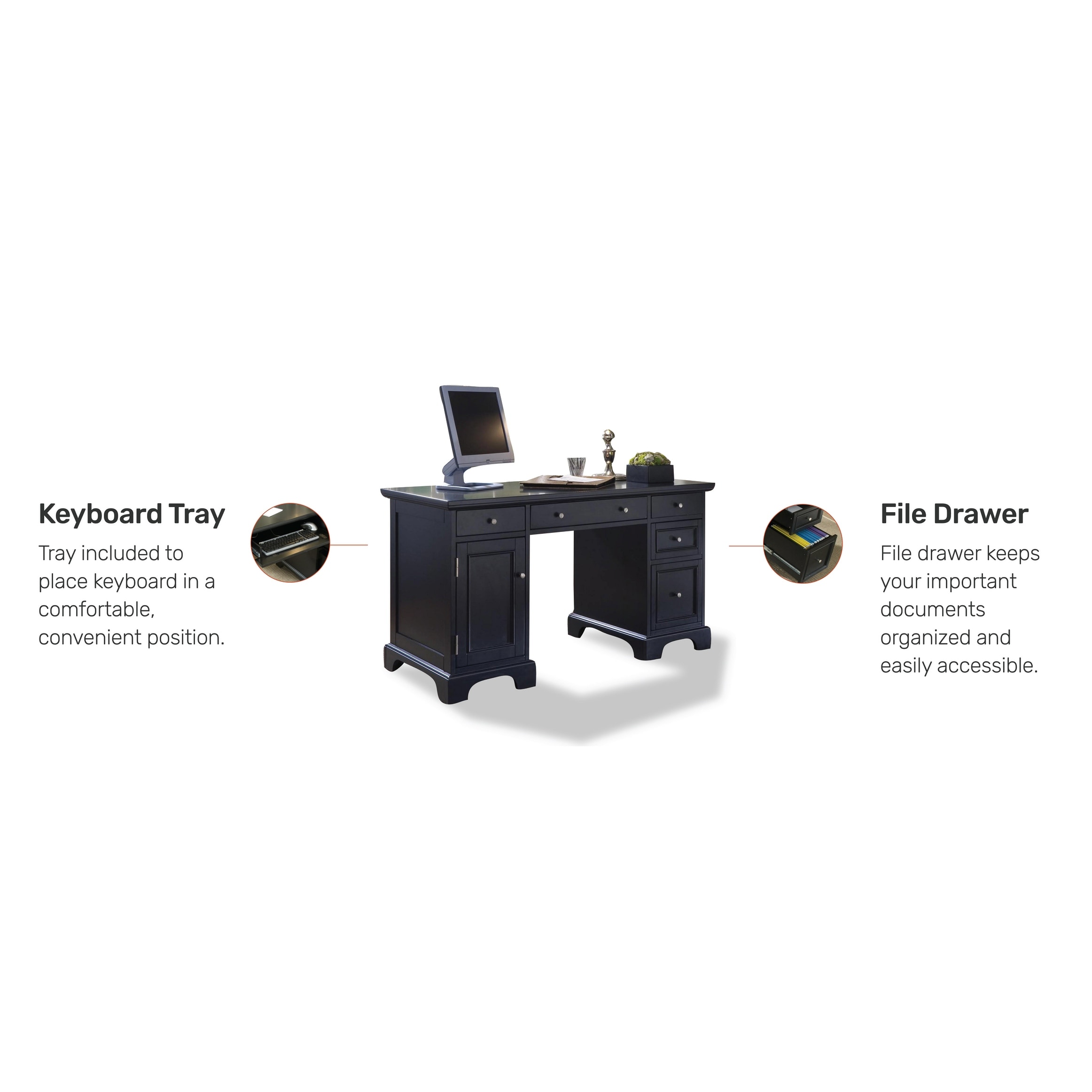 Bedford Black Pedestal Desk On Sale Bed Bath Beyond 10898543