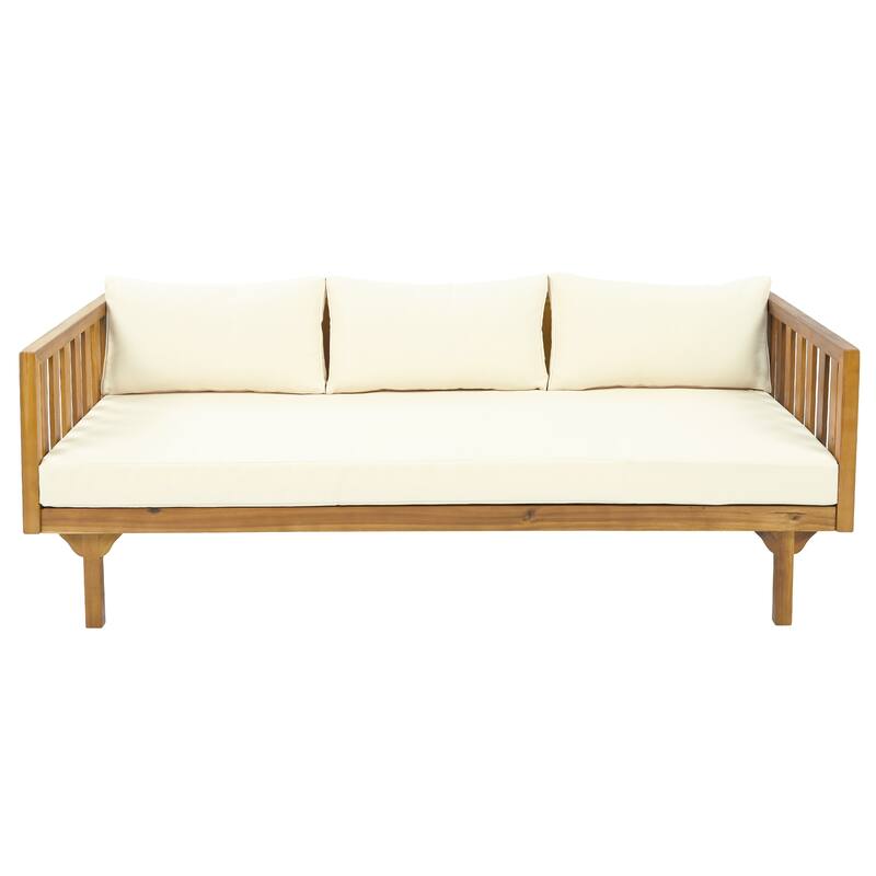 Christopher Knight Home - Claremont 3-Seater Daybed + Acacia Wood Table Patio Furniture Set