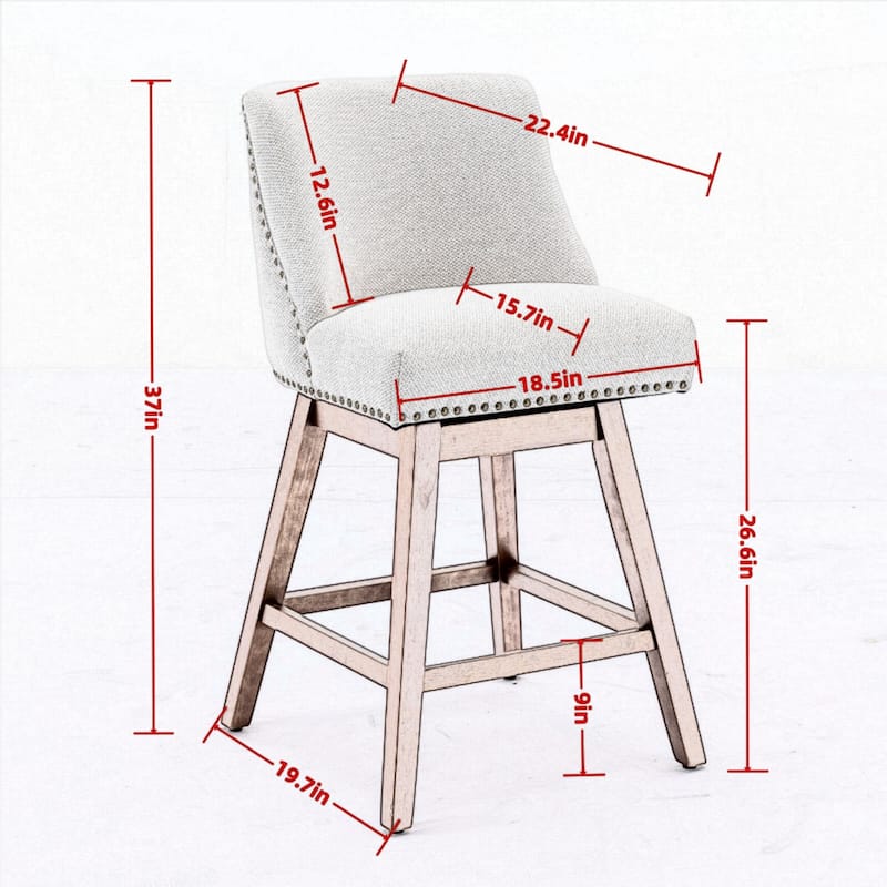 Ostweer Furniture Set of 2 26'' Counter Height Swivel Barstools - Gray