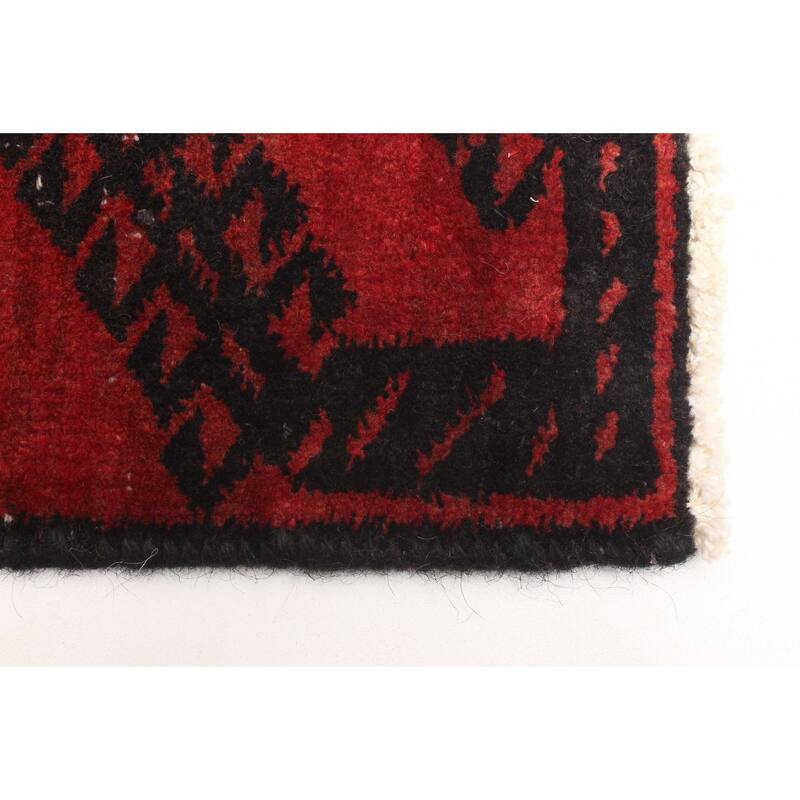 ECARPETGALLERY Hand-knotted Baluch Dark Red Wool Rug - 3'3 x 6'10