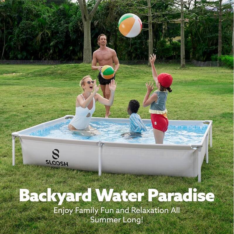 Rectangular Above Ground Pool - Outdoor Frame Above Ground Swimming Pool Set Kiddie Pool for Kids Adults