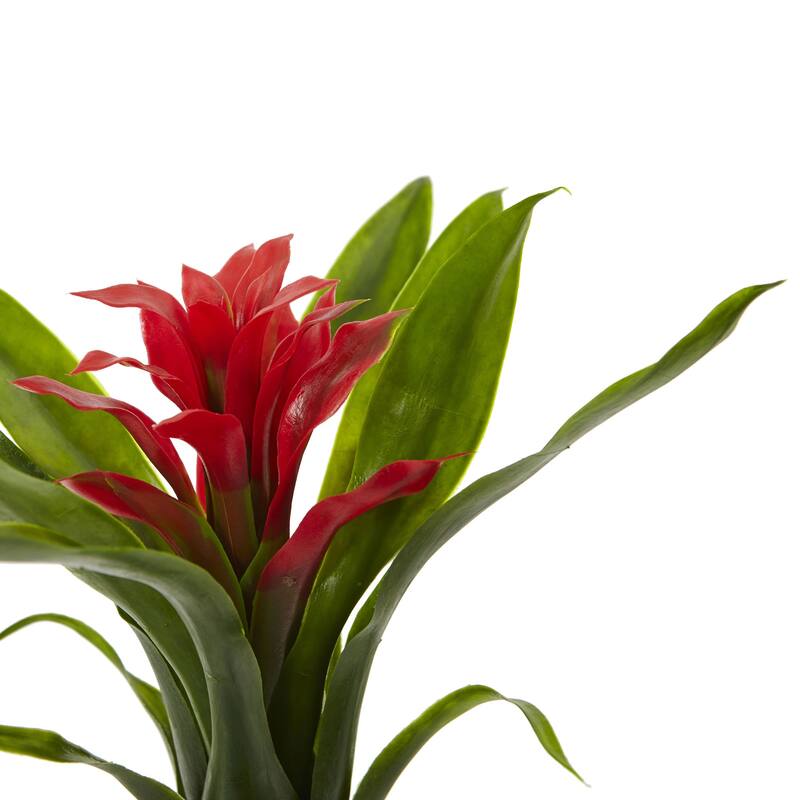 Set of 6 Red Bromeliad Artificial Flower Bushes 11"